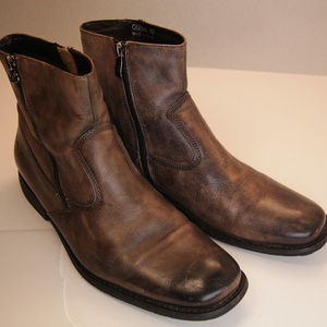 Robert Wayne Brown Leather Zippered Boots Quinn
